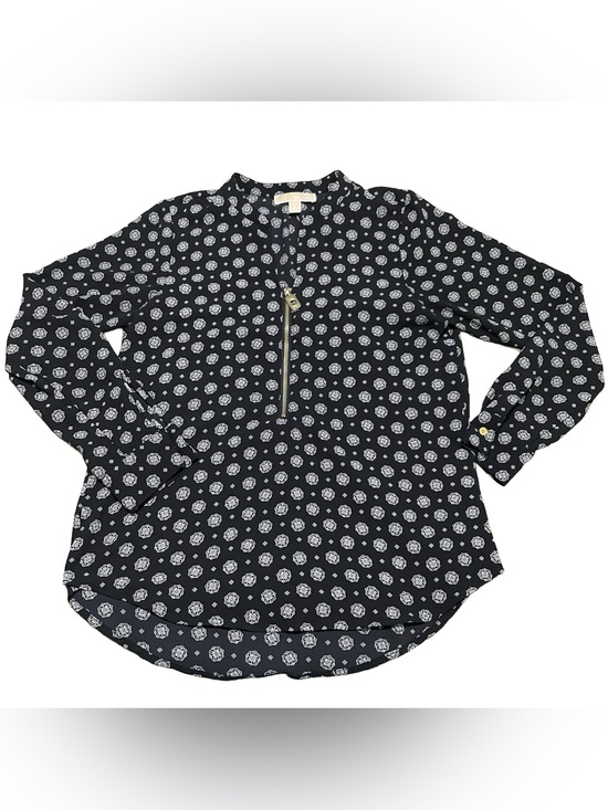 Michael Kors Tops - Michael Kors Black Long-Sleeve Zip-Front Printed Top